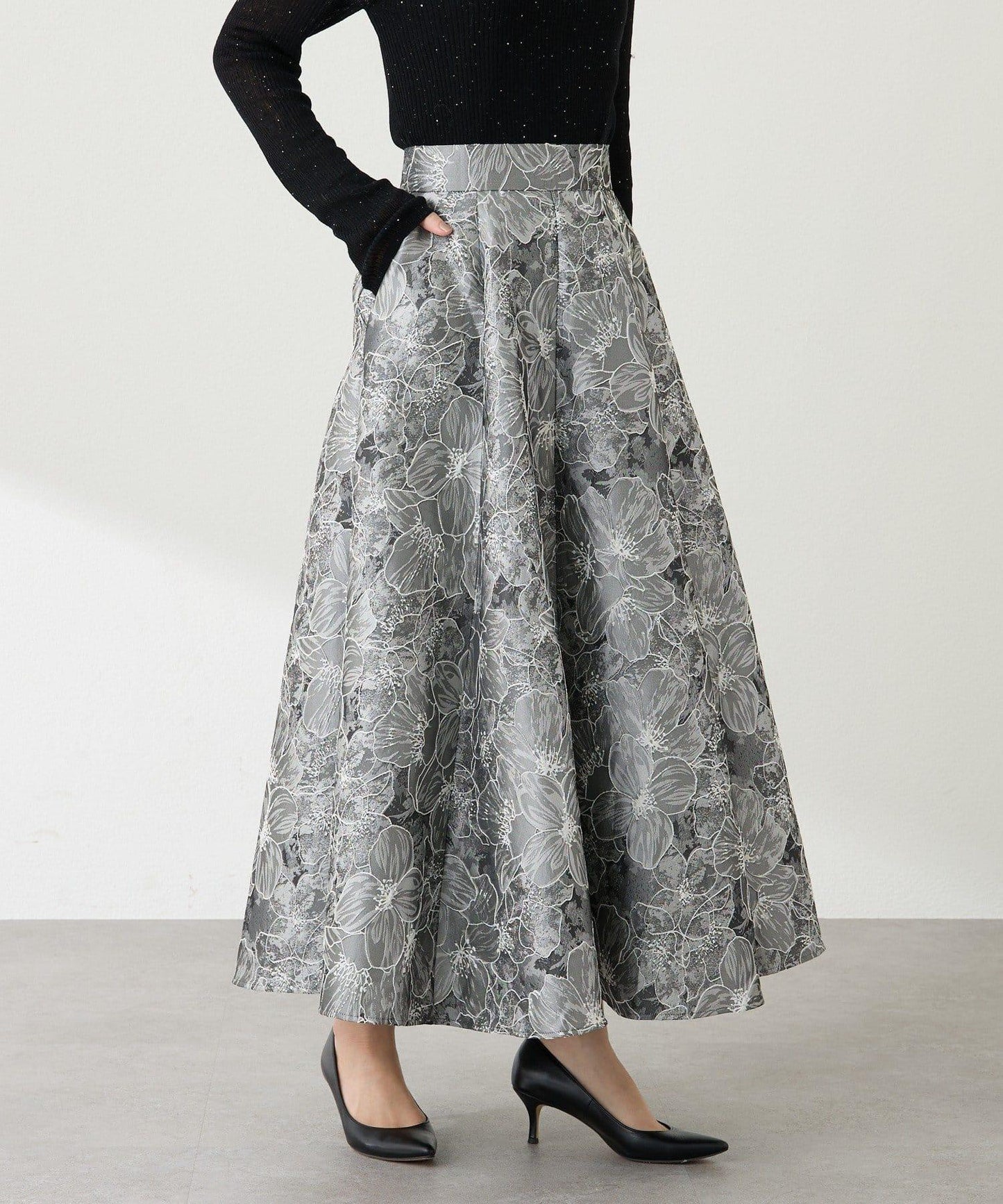 【BonBon Girls精選・最強吸睛半身裙】花卉提花半身裙