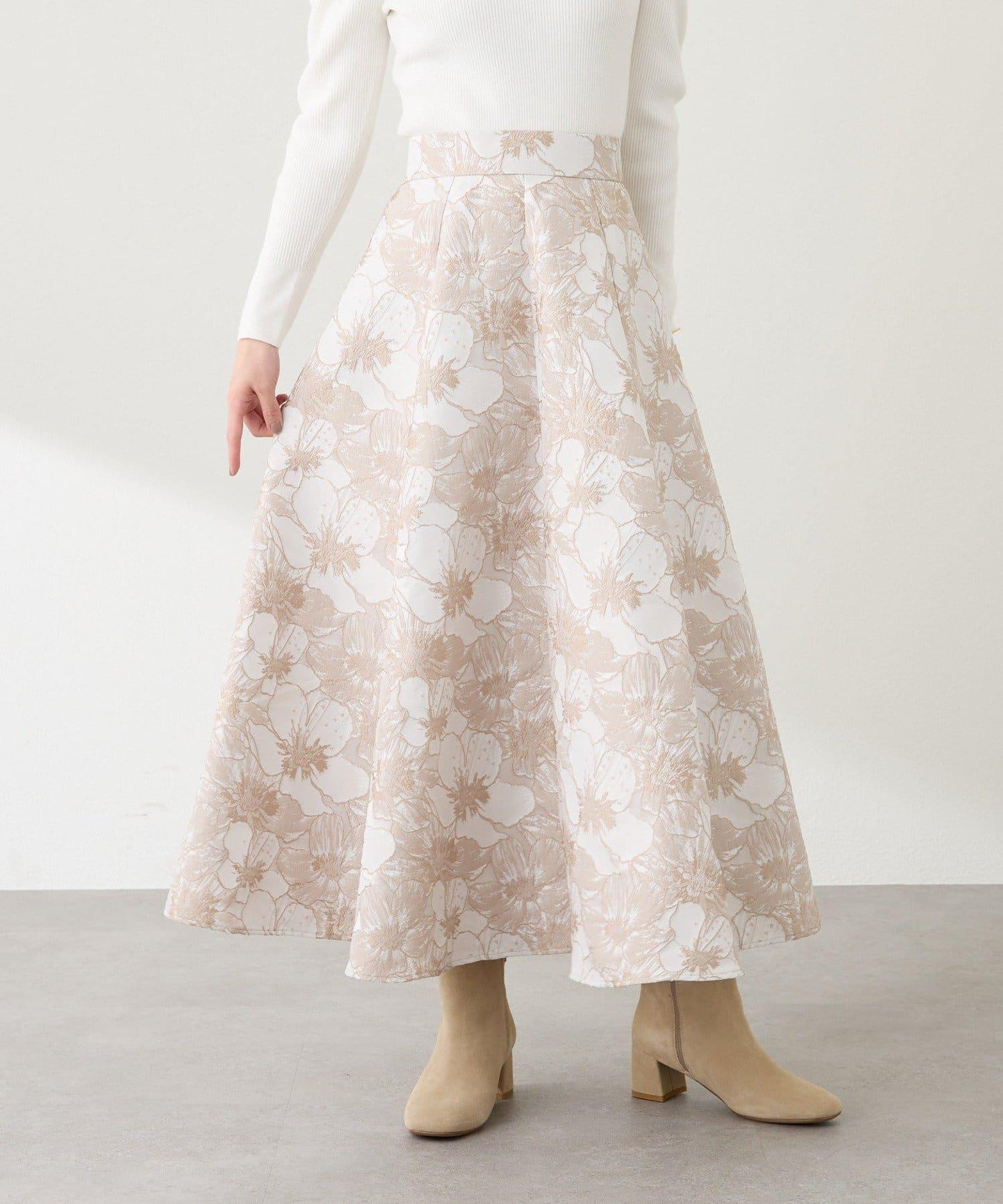 【BonBon Girls精選・最強吸睛半身裙】花卉提花半身裙