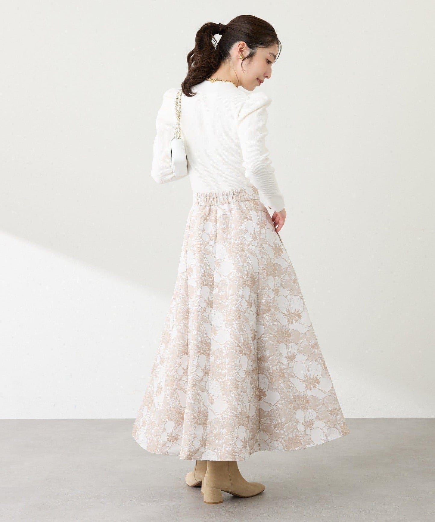 【BonBon Girls精選・最強吸睛半身裙】花卉提花半身裙