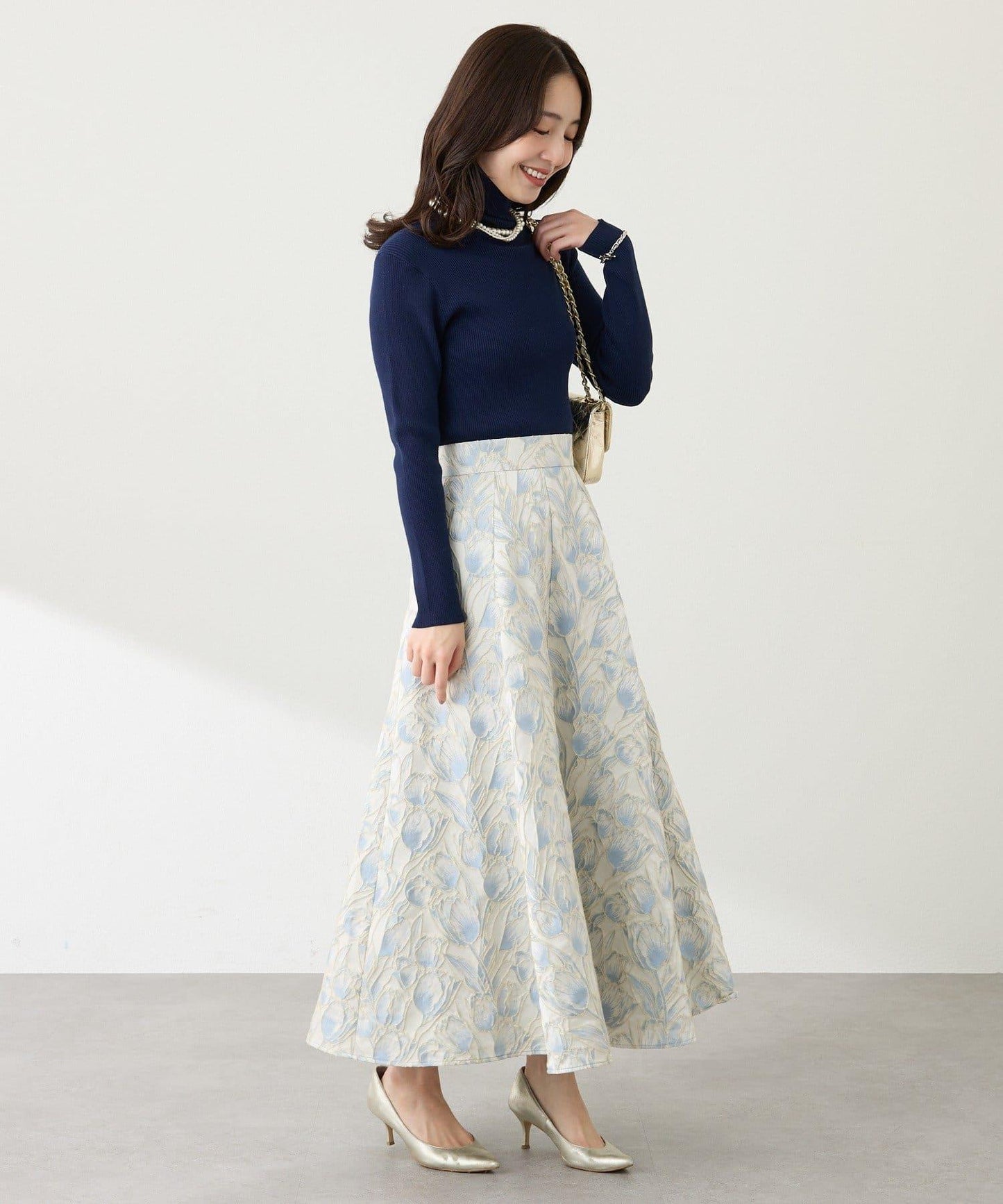 【BonBon Girls精選・最強吸睛半身裙】花卉提花半身裙