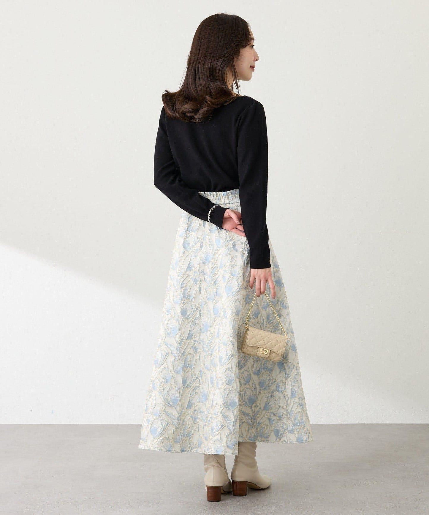 【BonBon Girls精選・最強吸睛半身裙】花卉提花半身裙