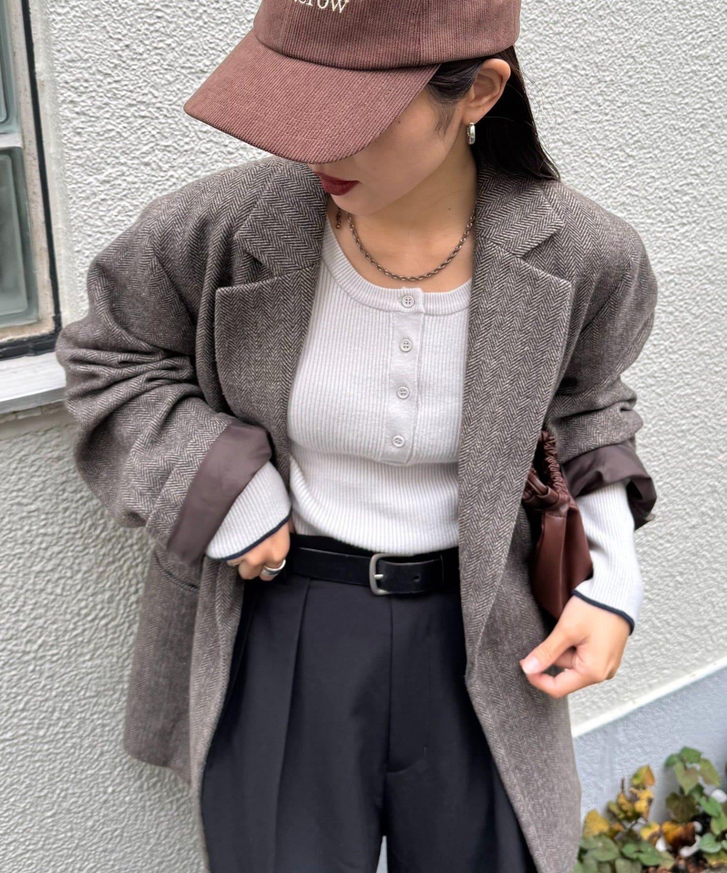 亨利領拼色防起球針織衫