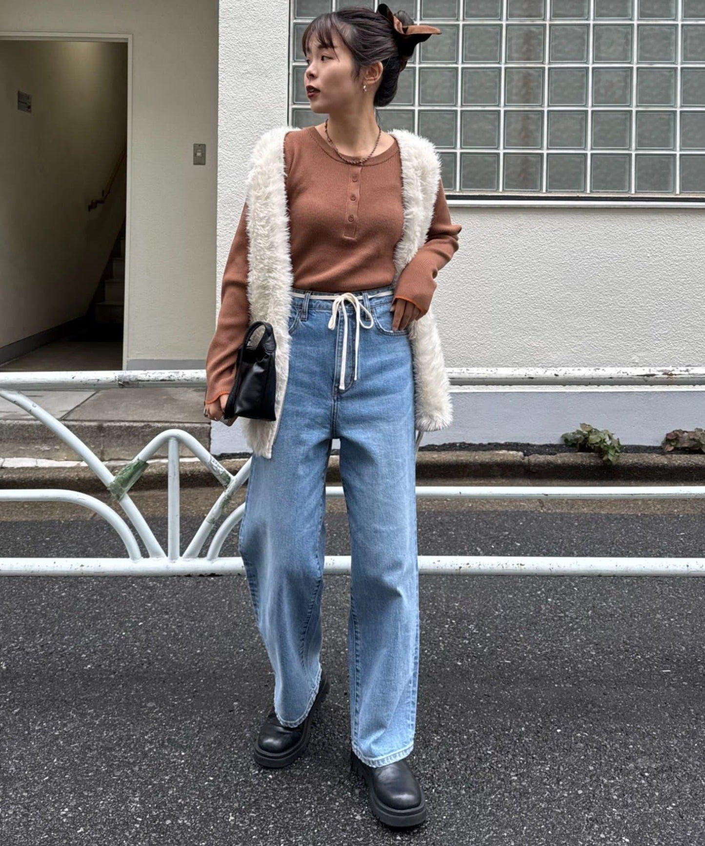 亨利領拼色防起球針織衫