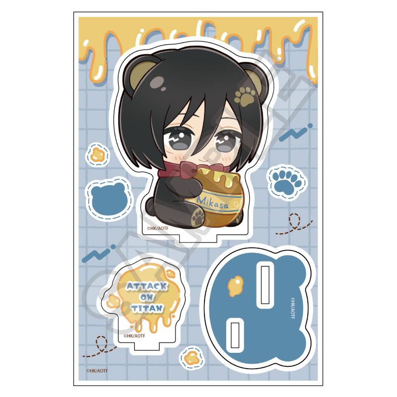 《進擊的巨人》 ぬいぴ~すふれんず 肚子餓的小熊 亞克力立牌Jr. 米卡莎·阿克曼