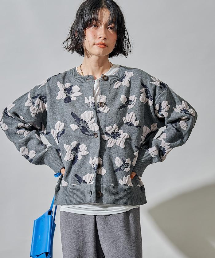 絨圈提花針織開衫