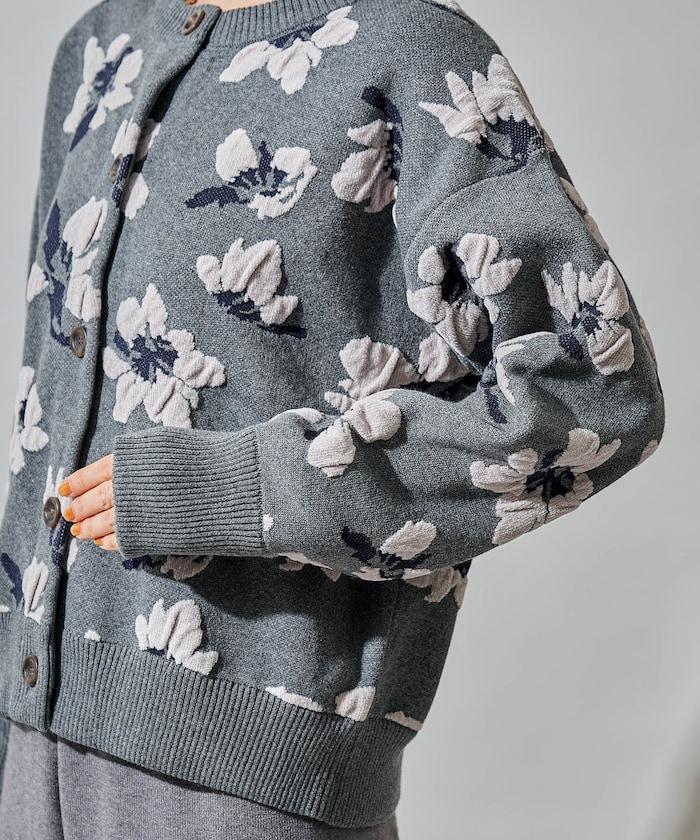 絨圈提花針織開衫