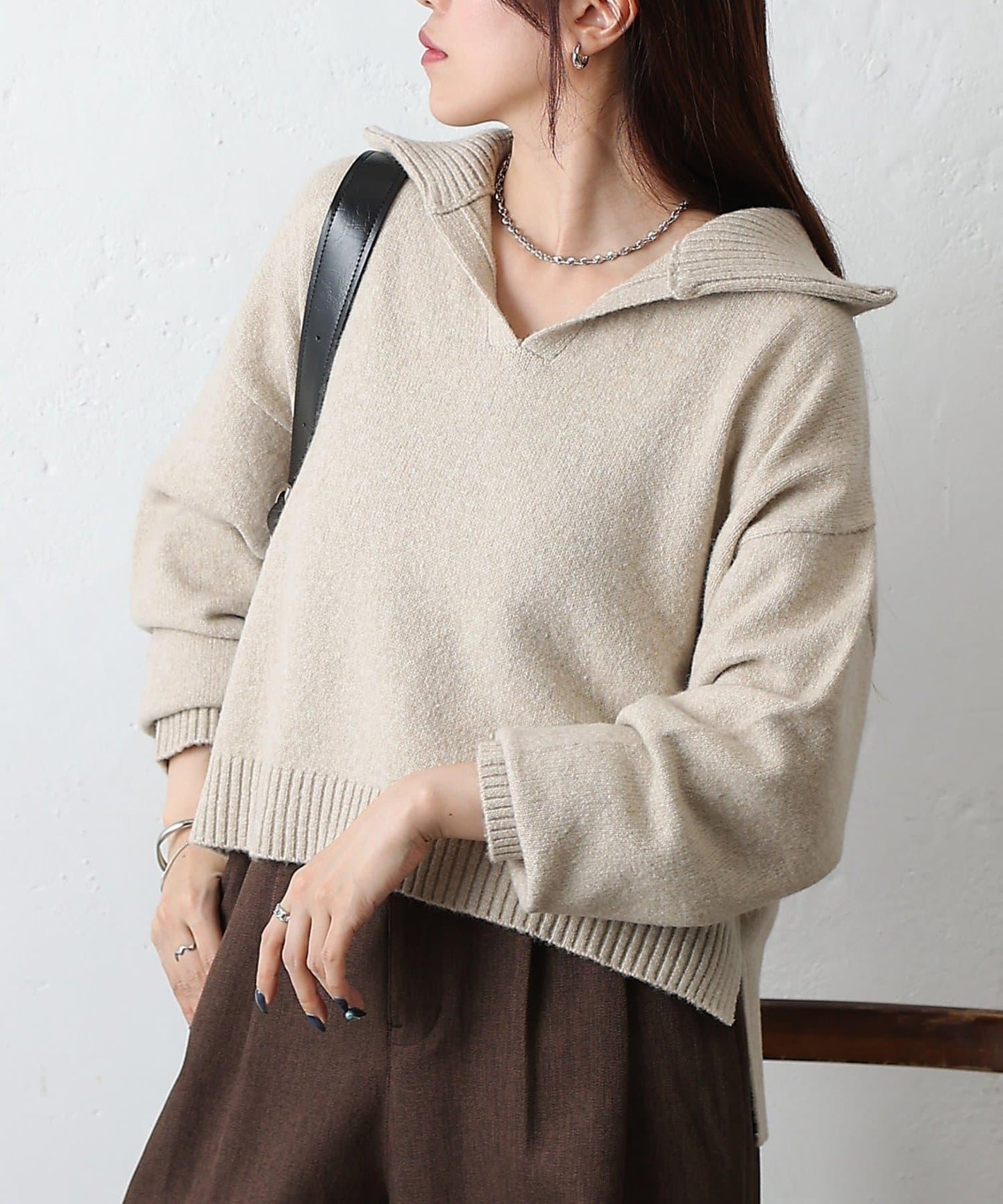 柔軟帶領開襟襯衫