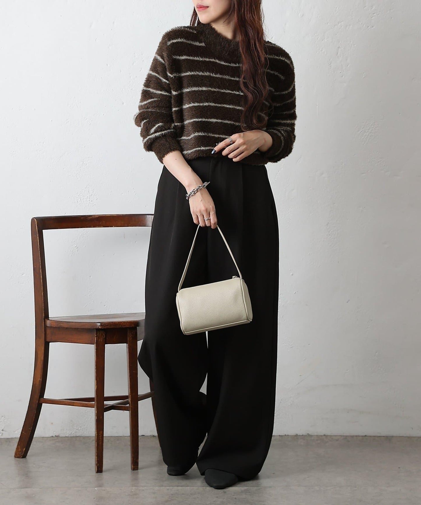 毛圈條紋針織套頭衫