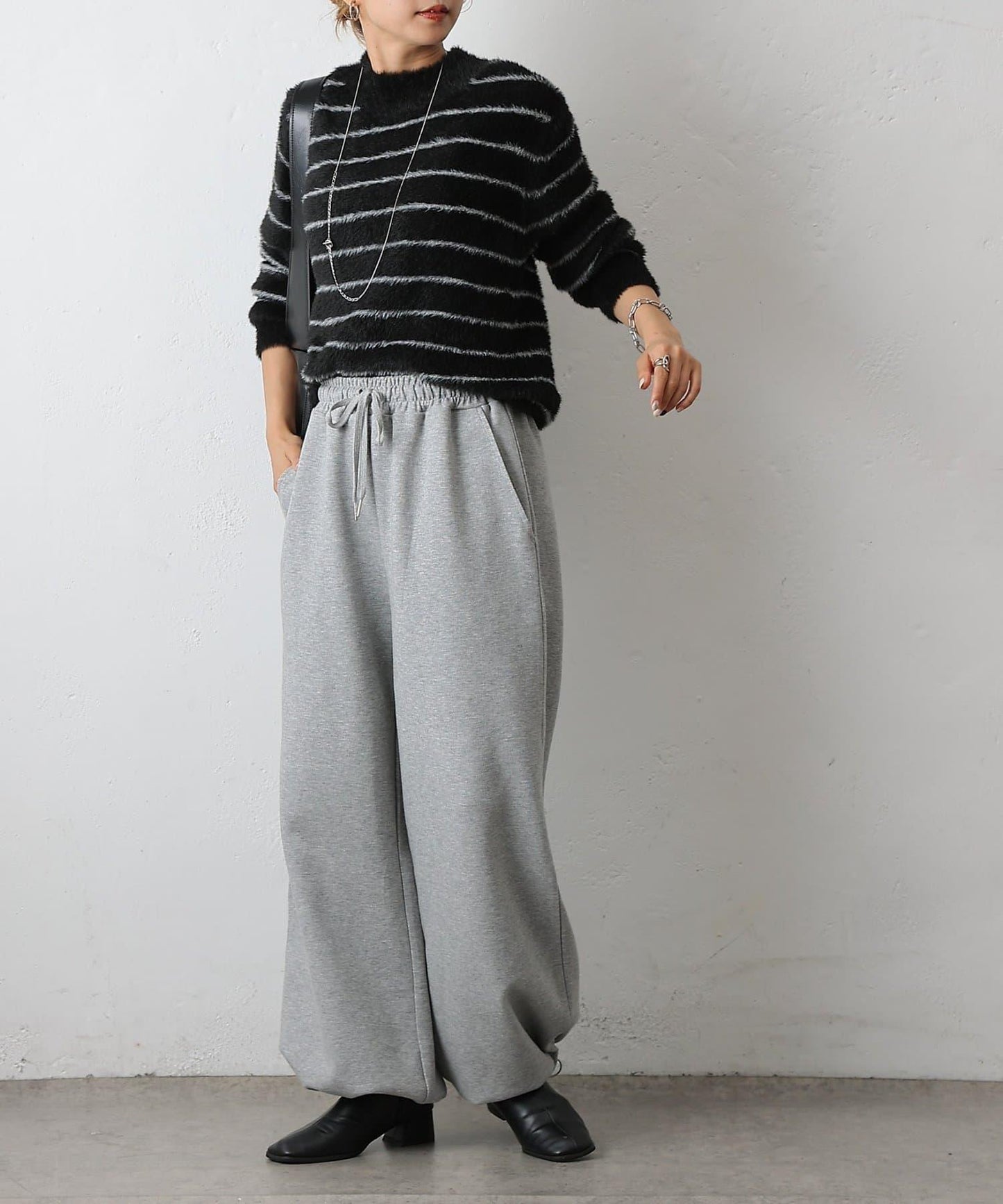 毛圈條紋針織套頭衫