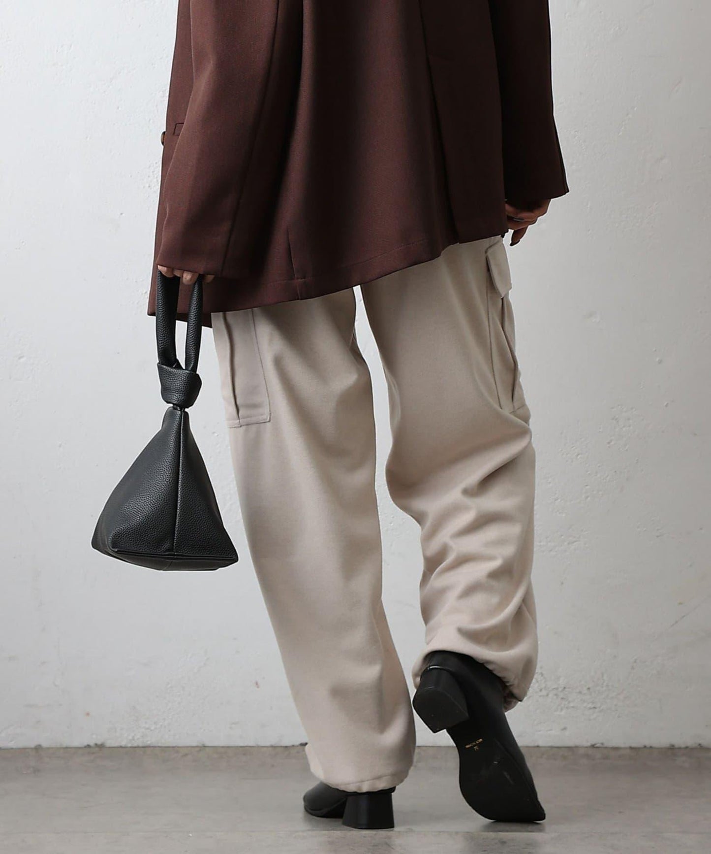 羊毛感針織工裝褲