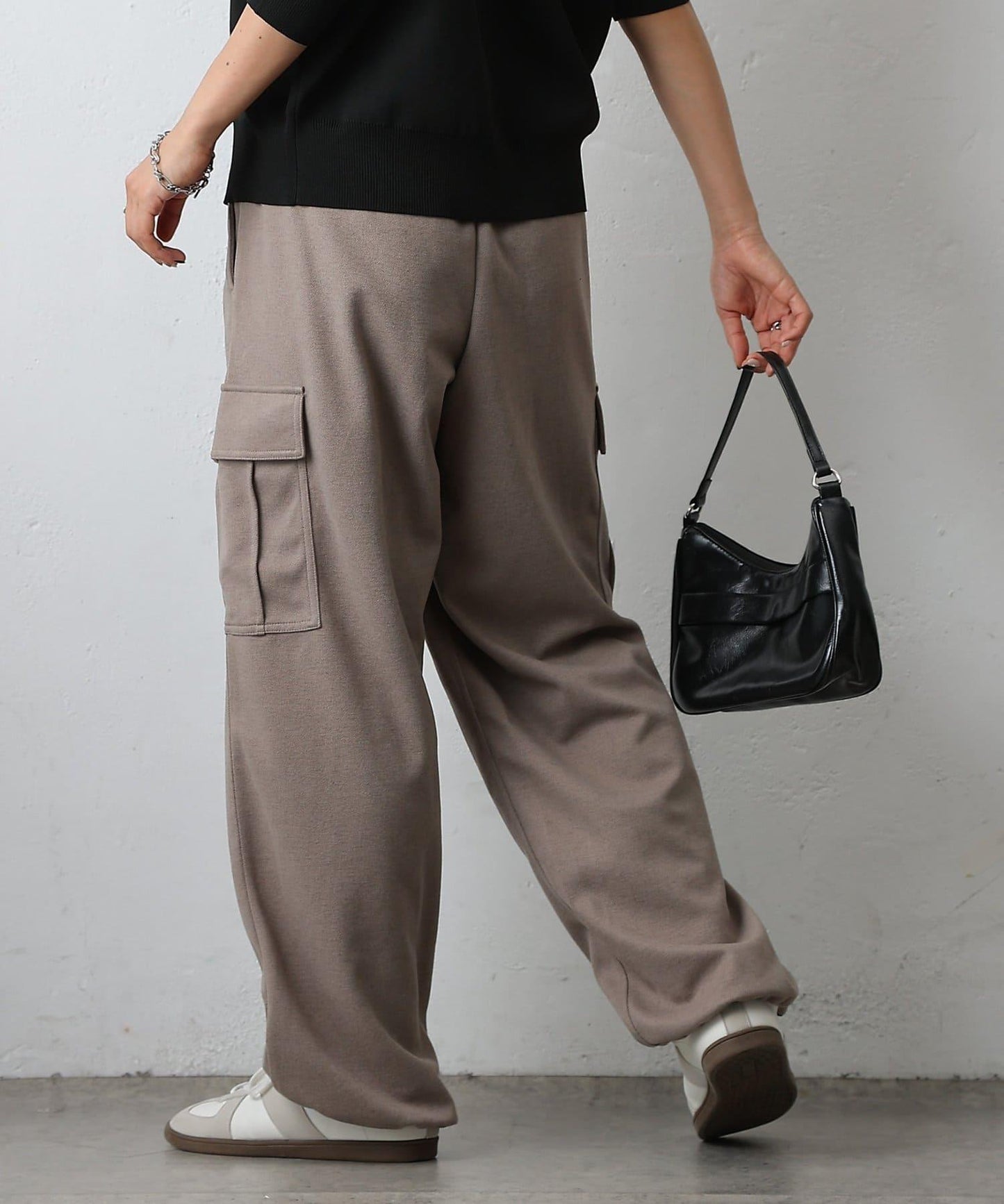 羊毛感針織工裝褲