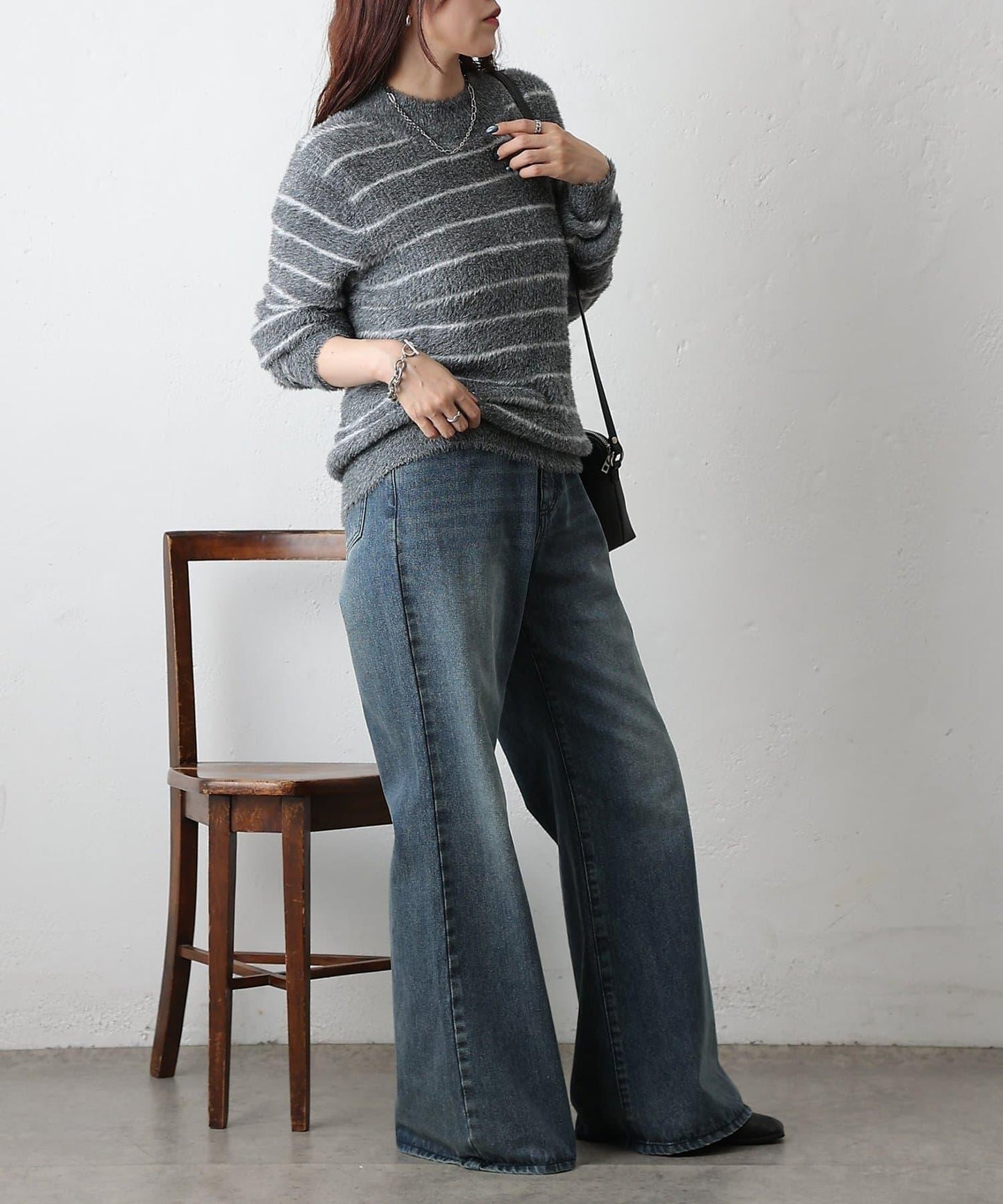 毛圈條紋針織套頭衫