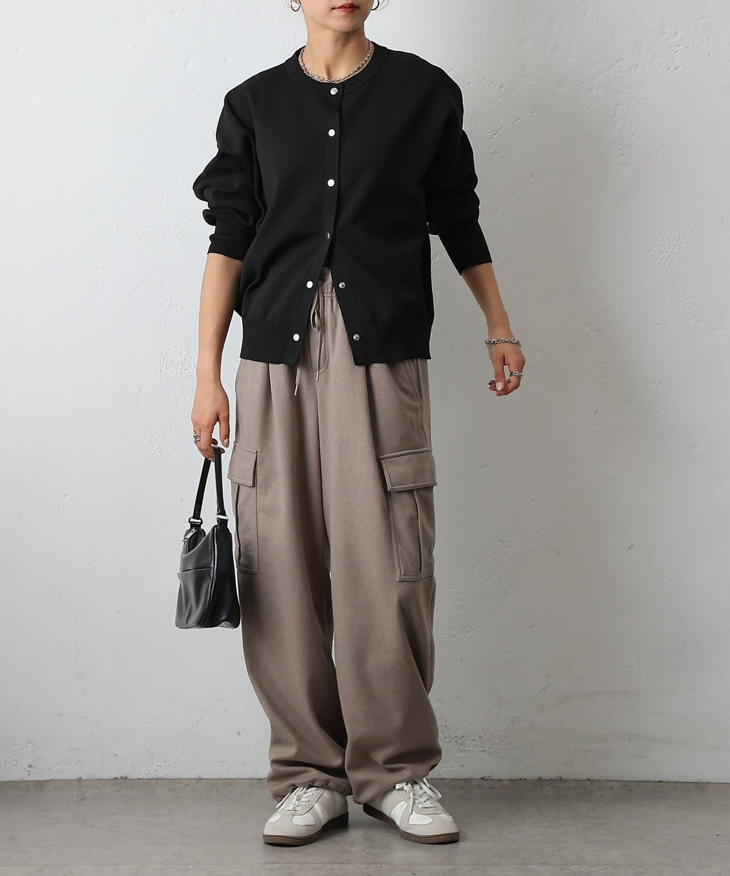 羊毛感針織工裝褲