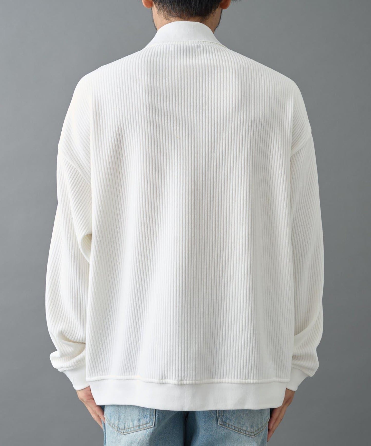 燈芯絨剪裁長袖POLO衫