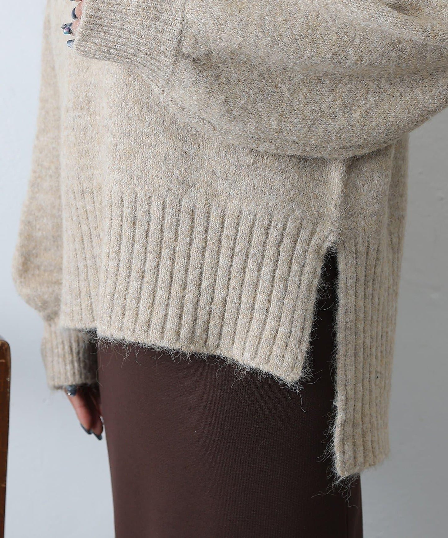 羊駝絨感半拉鍊套頭衫