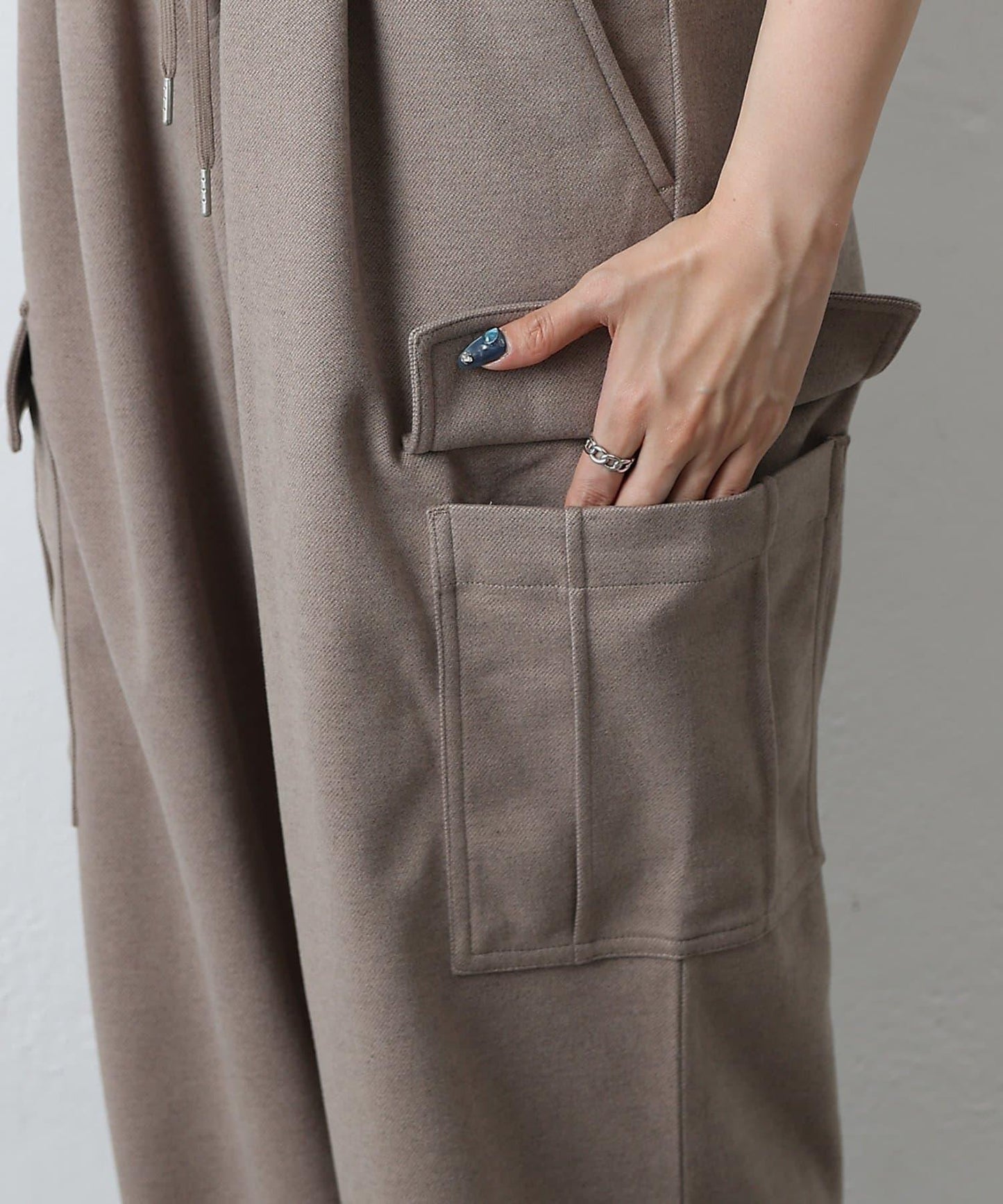 羊毛感針織工裝褲