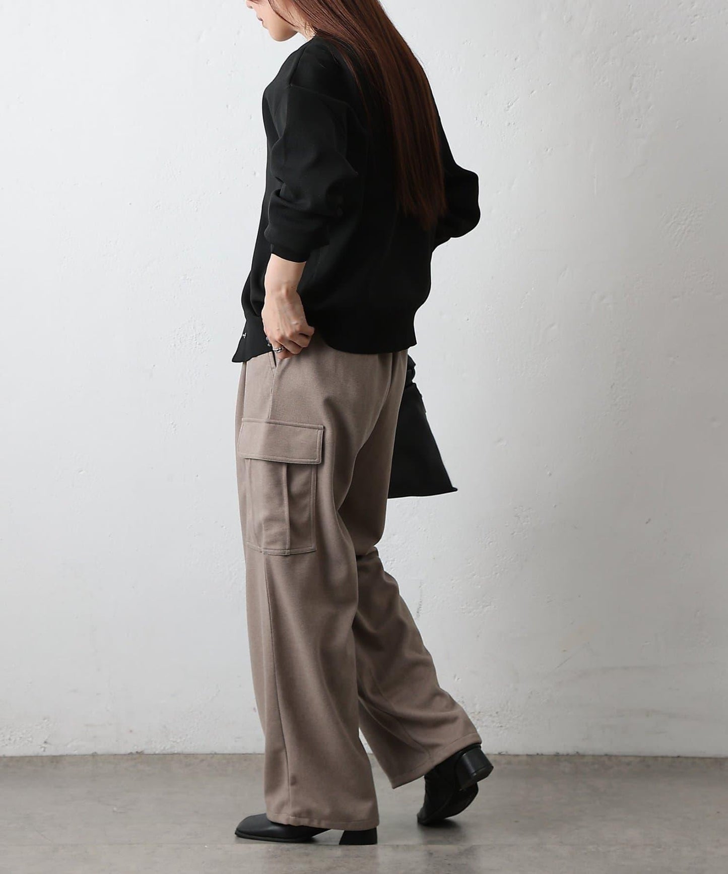 羊毛感針織工裝褲