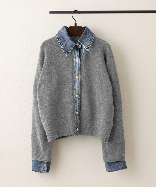 【nane】牛仔拼接開衫