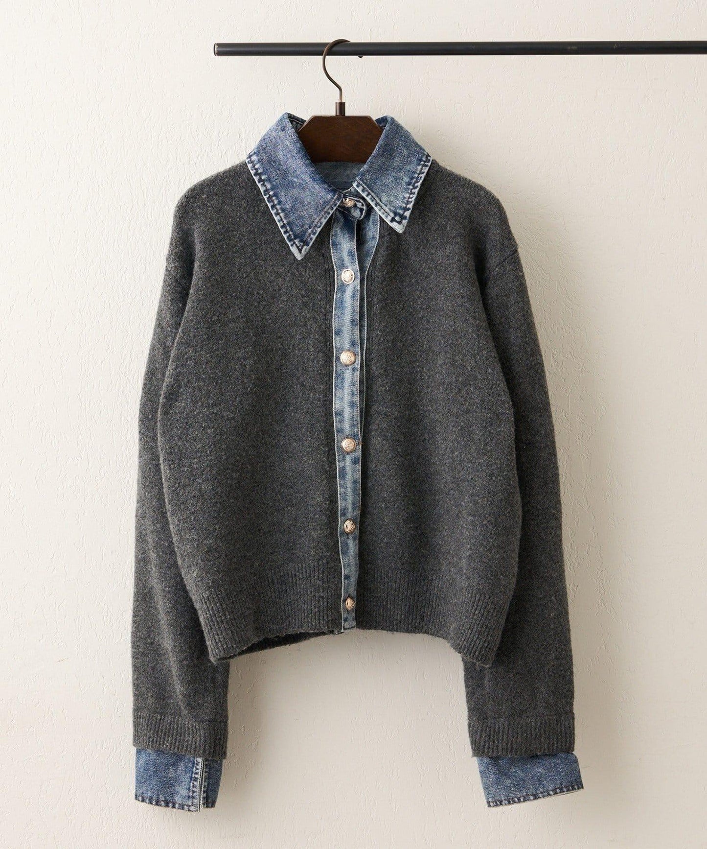 【nane】牛仔拼接開衫