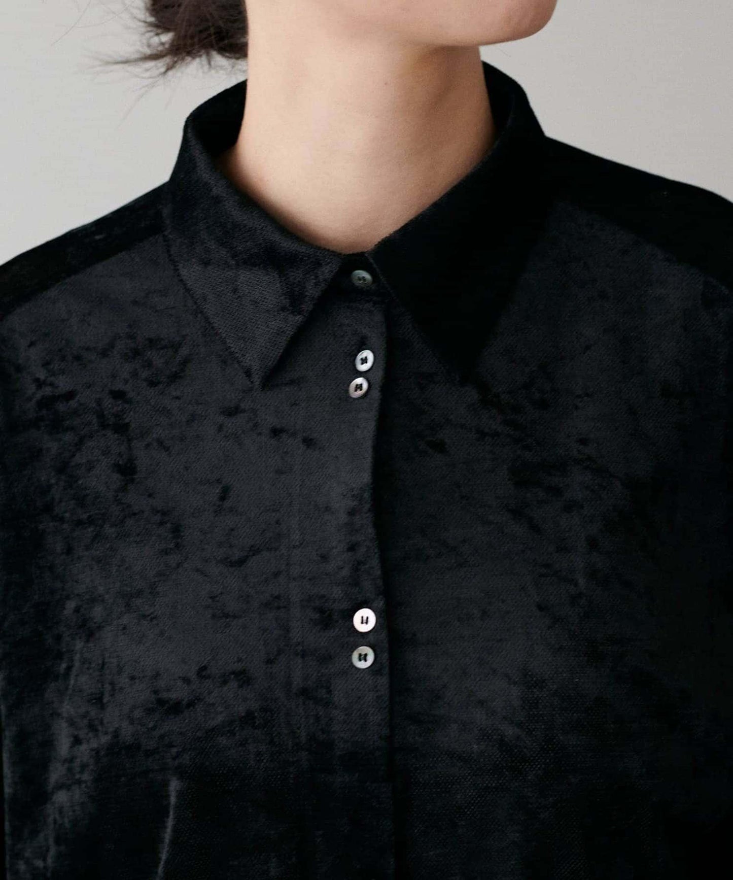 【LARUTA】透視網紗天鵝絨襯衫