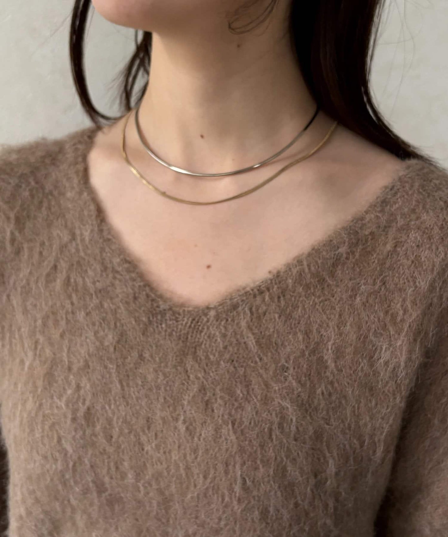 羊駝混紡V領寬鬆針織衫