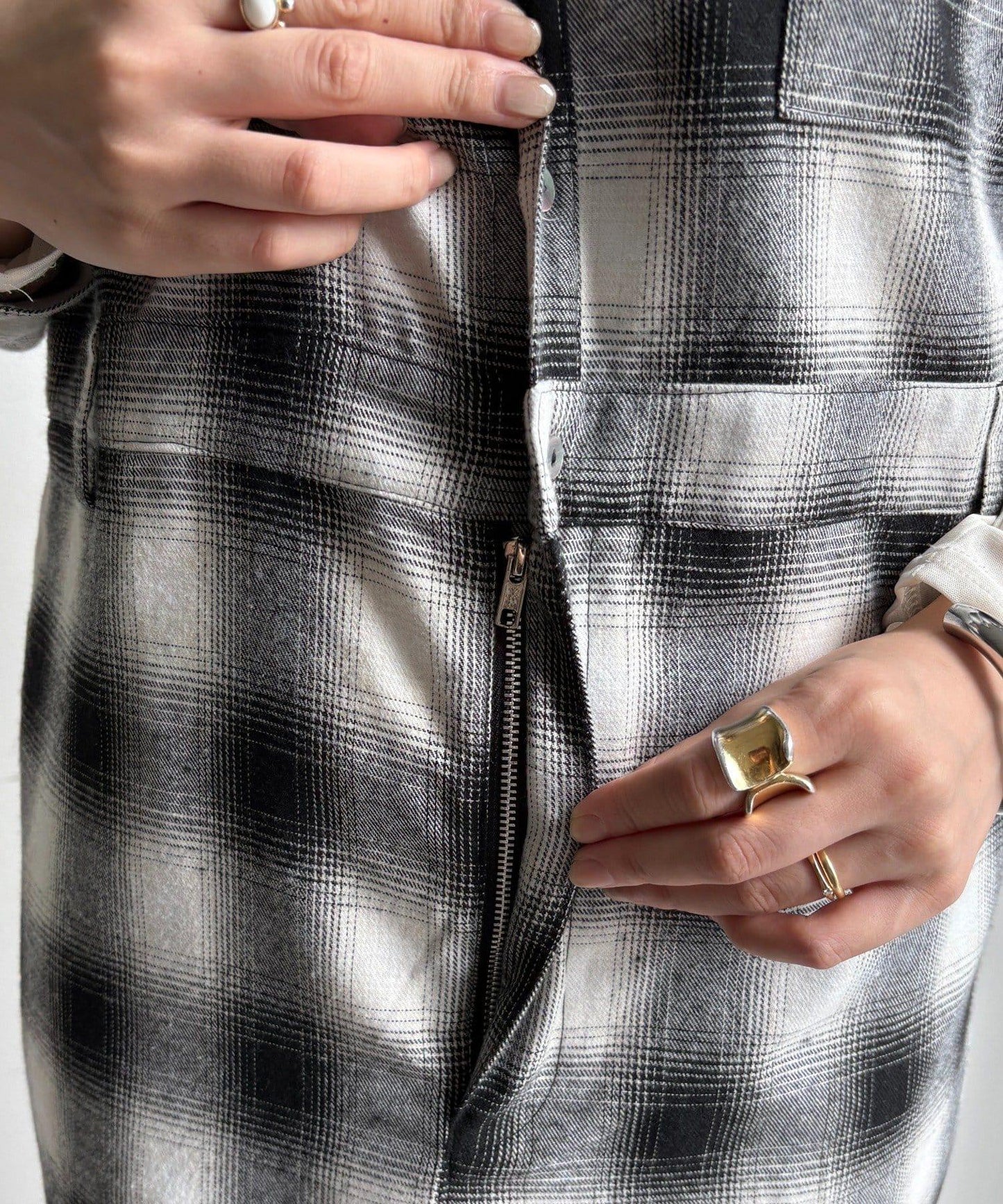 漸變格紋連衣裙