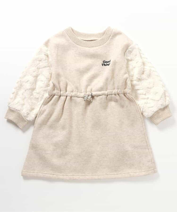 袖部羊羔絨連衣裙