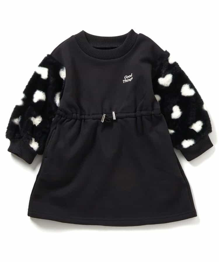 袖部羊羔絨連衣裙