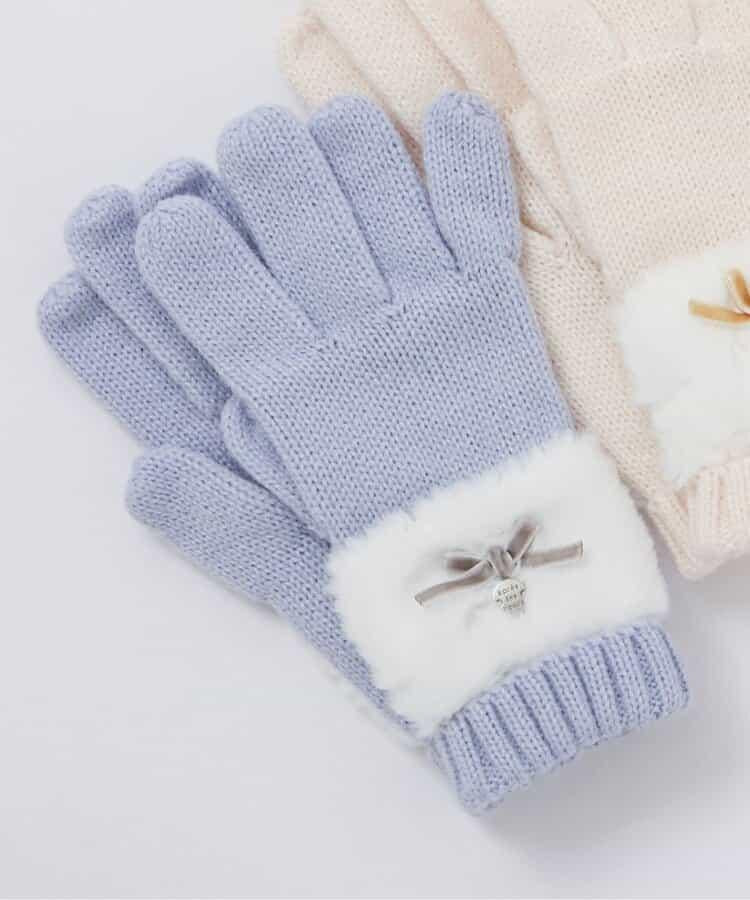 蝴蝶結毛絨手套