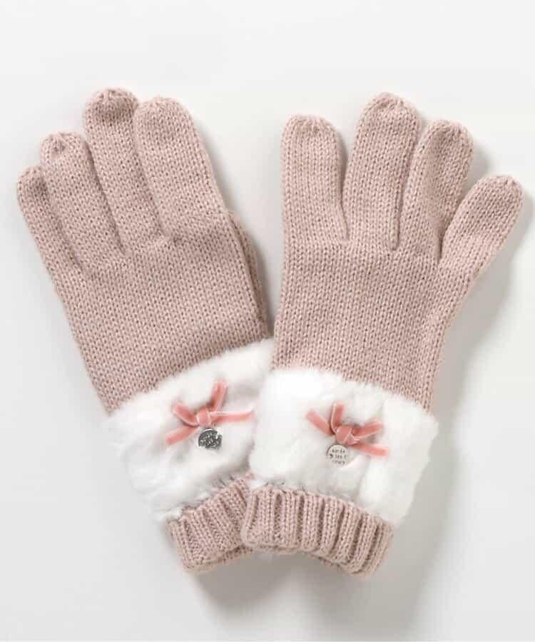 蝴蝶結毛絨手套