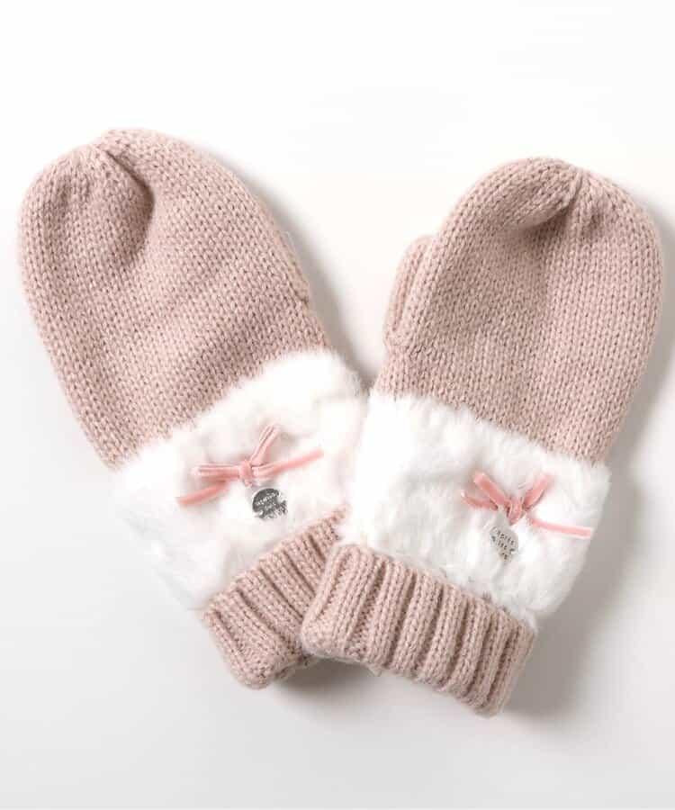 蝴蝶結毛絨手套