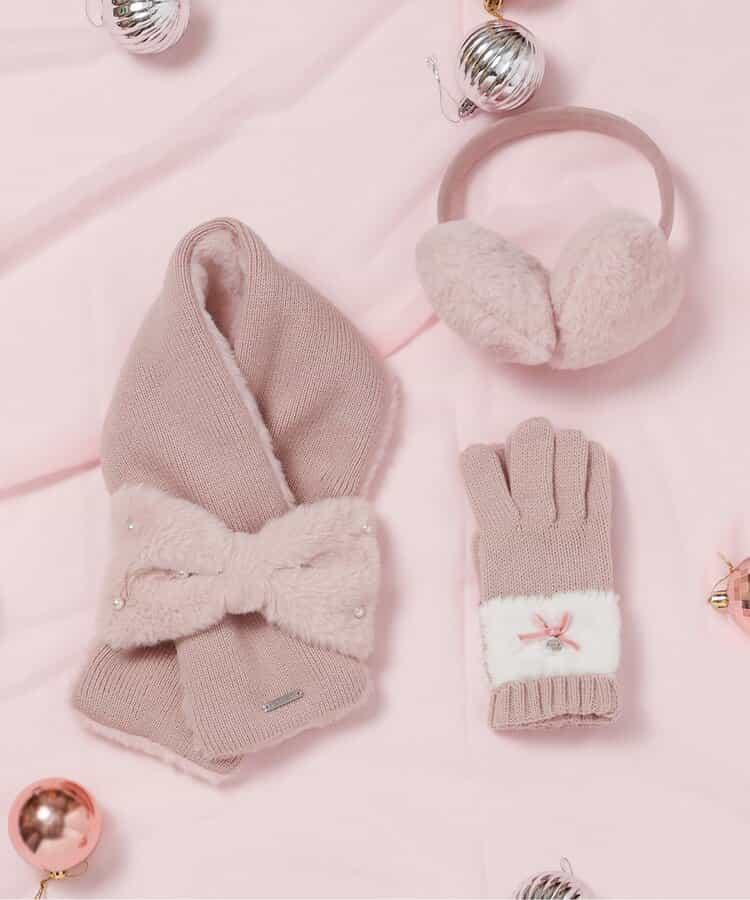 蝴蝶結毛絨圍巾