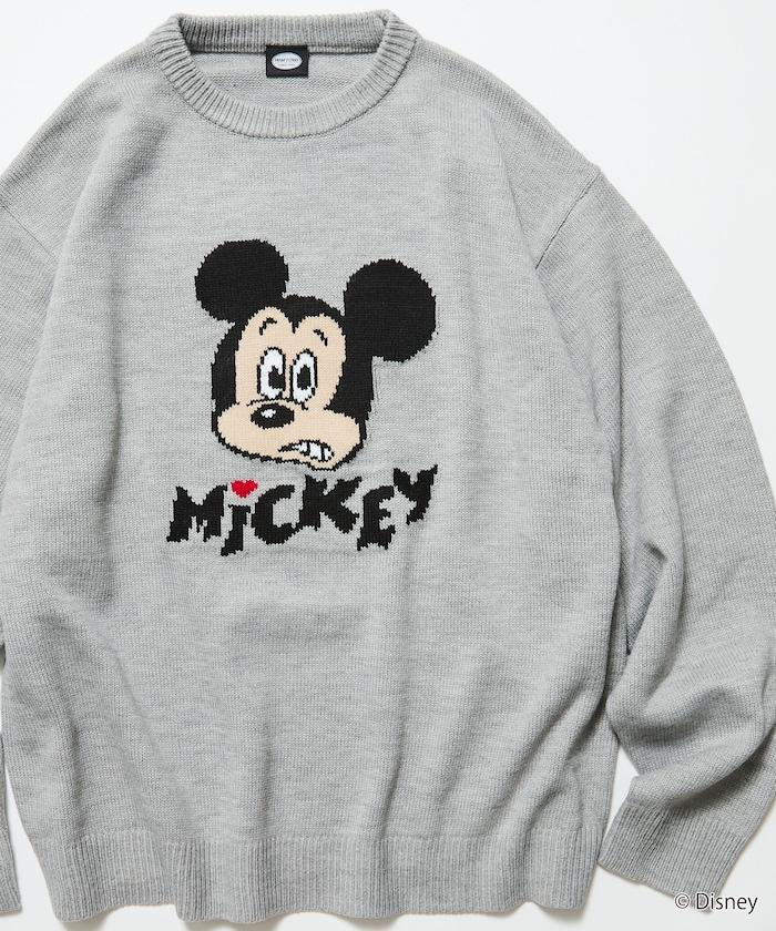 《迪士尼》 / 《迪士尼》 / 米老鼠寬鬆版型提花圓領針織衫 / MICKY FACE