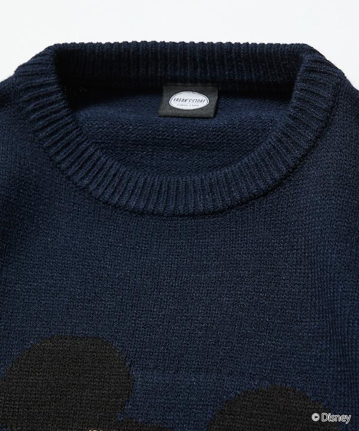 《迪士尼》 / 《迪士尼》 / 米老鼠寬鬆版型提花圓領針織衫 / MICKY FACE
