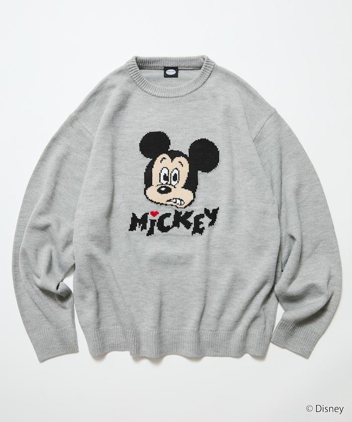 《迪士尼》 / 《迪士尼》 / 米老鼠寬鬆版型提花圓領針織衫 / MICKY FACE