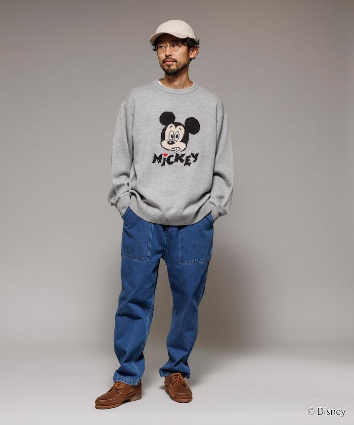 《迪士尼》 / 《迪士尼》 / 米老鼠寬鬆版型提花圓領針織衫 / MICKY FACE