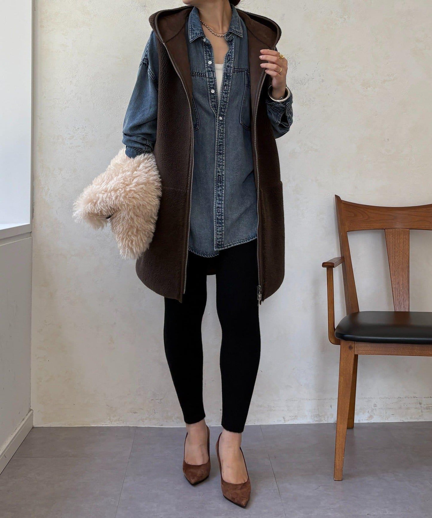 加絨針織打底褲