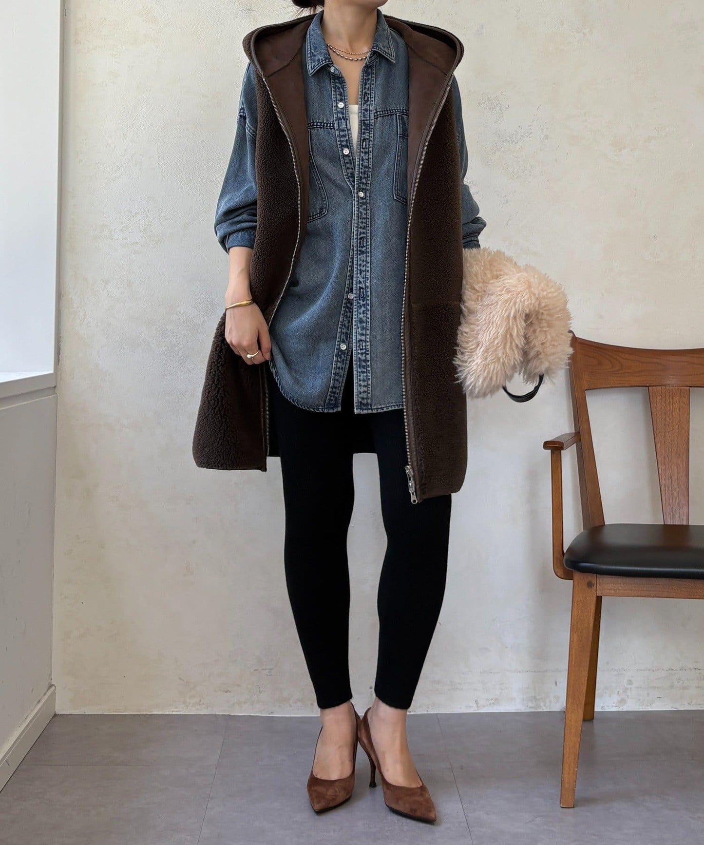 加絨針織打底褲