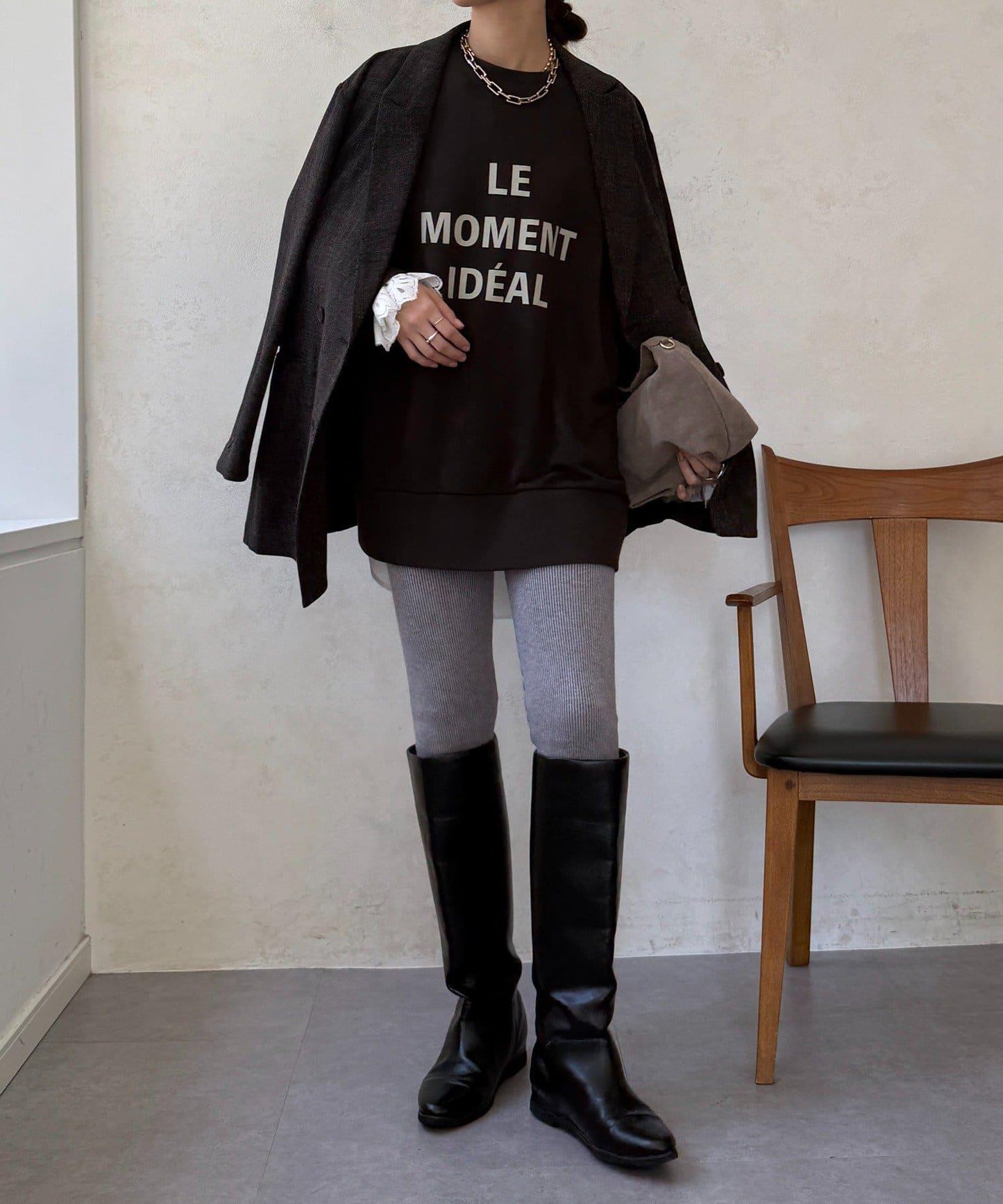 加絨針織打底褲