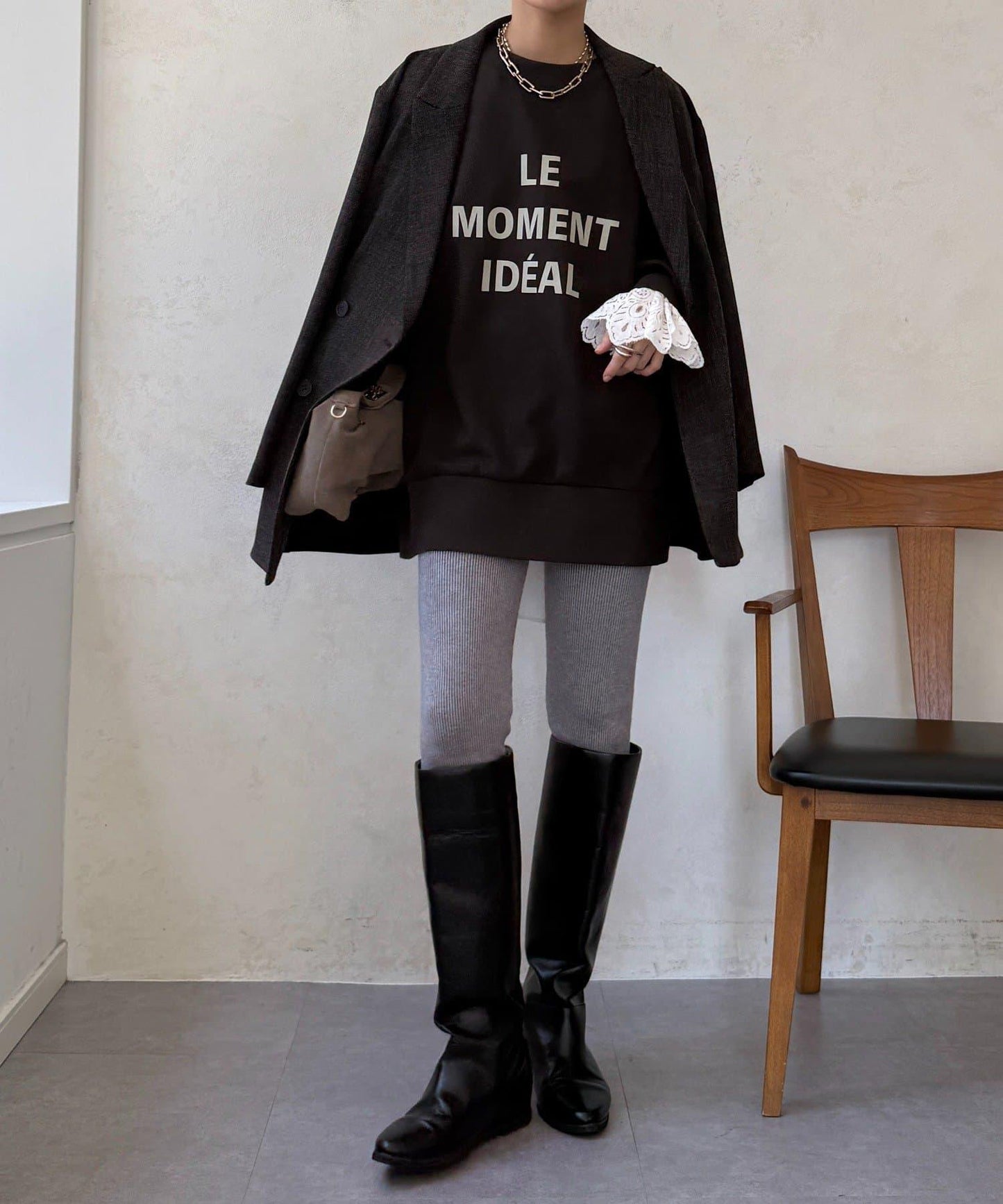 加絨針織打底褲