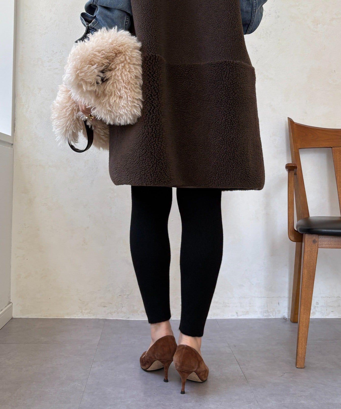 加絨針織打底褲