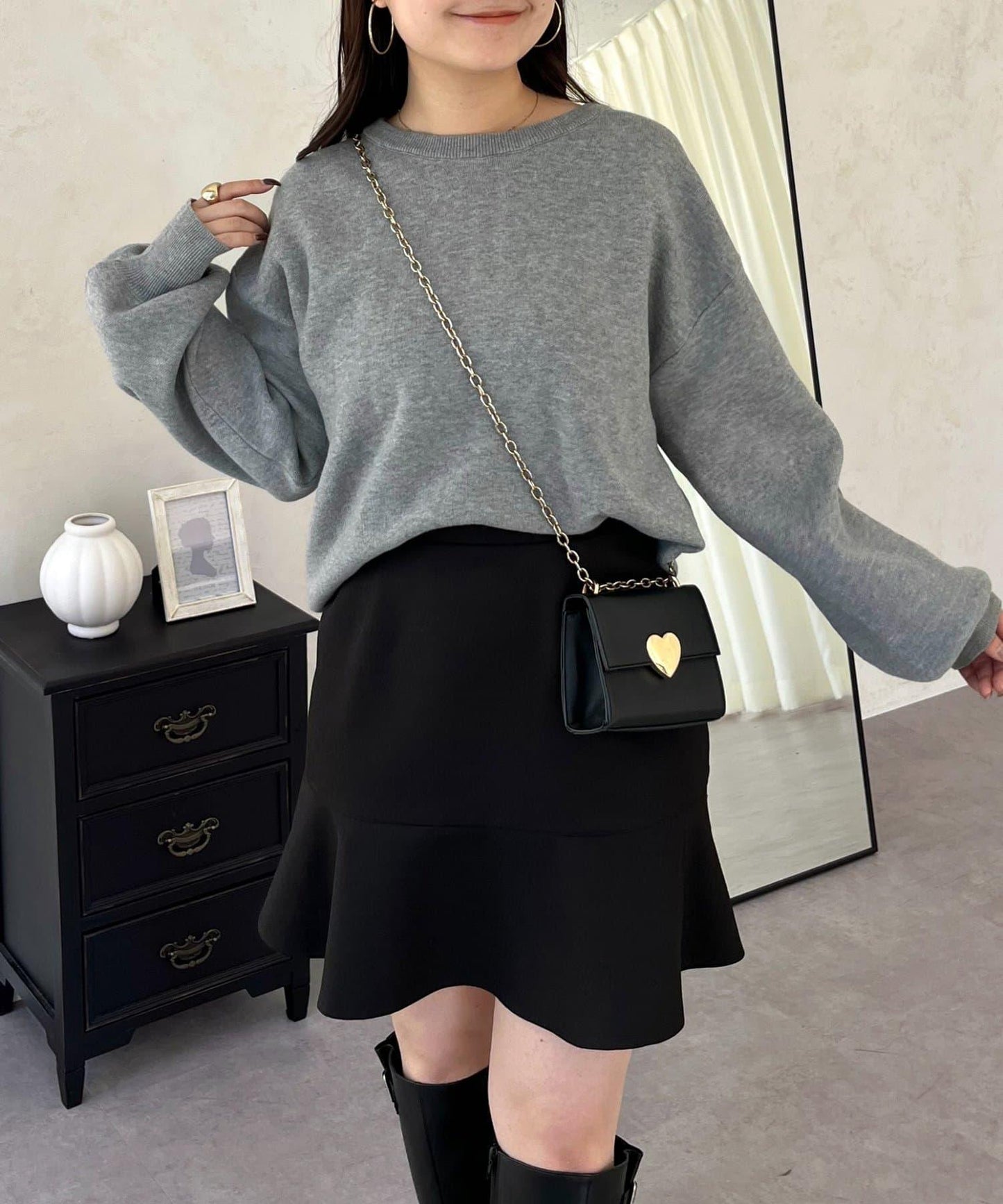 後背拉鍊衛衣風針織衫