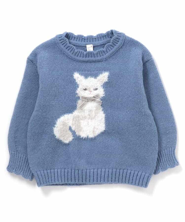 愛心花朵貓咪圖案針織衫_可機洗