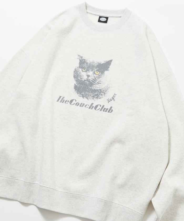 寬鬆版型前印花圓領衛衣 / CAT Portrait