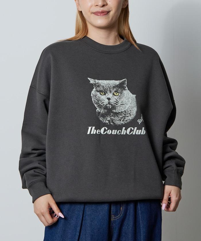 寬鬆版型前印花圓領衛衣 / CAT Portrait