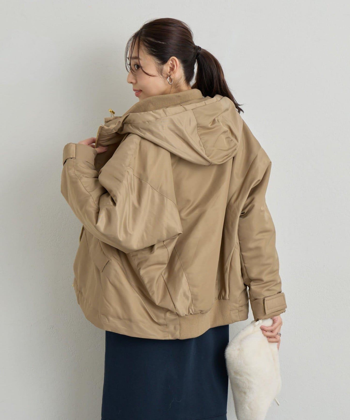 大人休閒風尼龍中棉連帽MA-1夾克