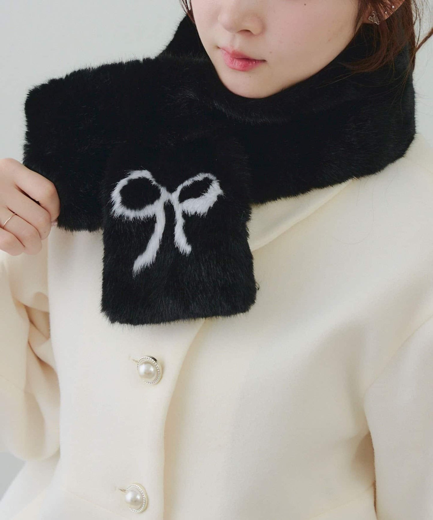 蝴蝶結毛絨圍脖