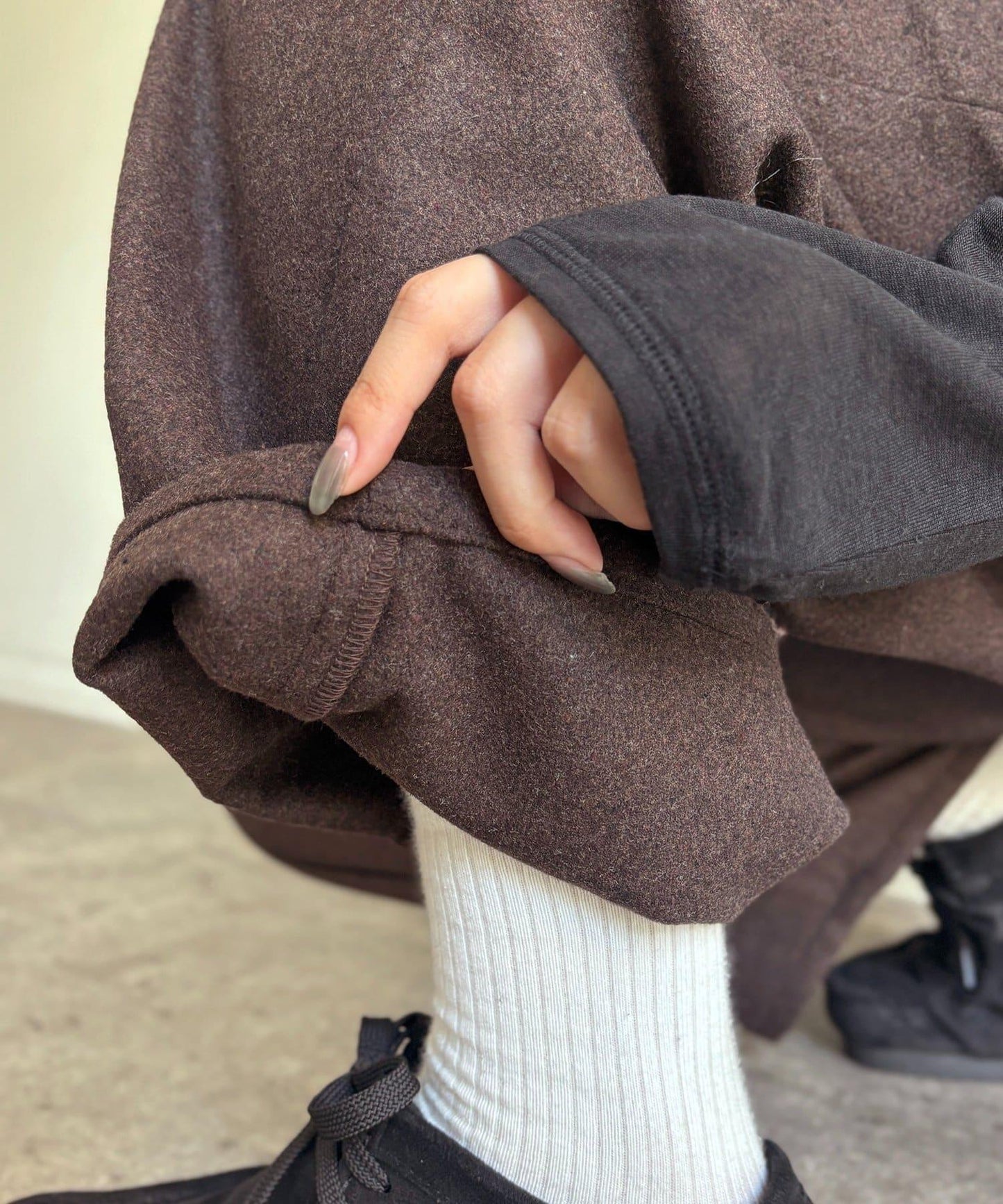 仿羊毛彎曲工裝褲