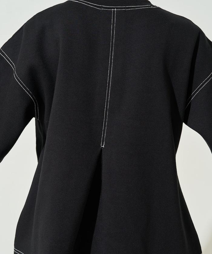配色 ステッチ タック Aライン 裏起毛 チュニック【限定展開】