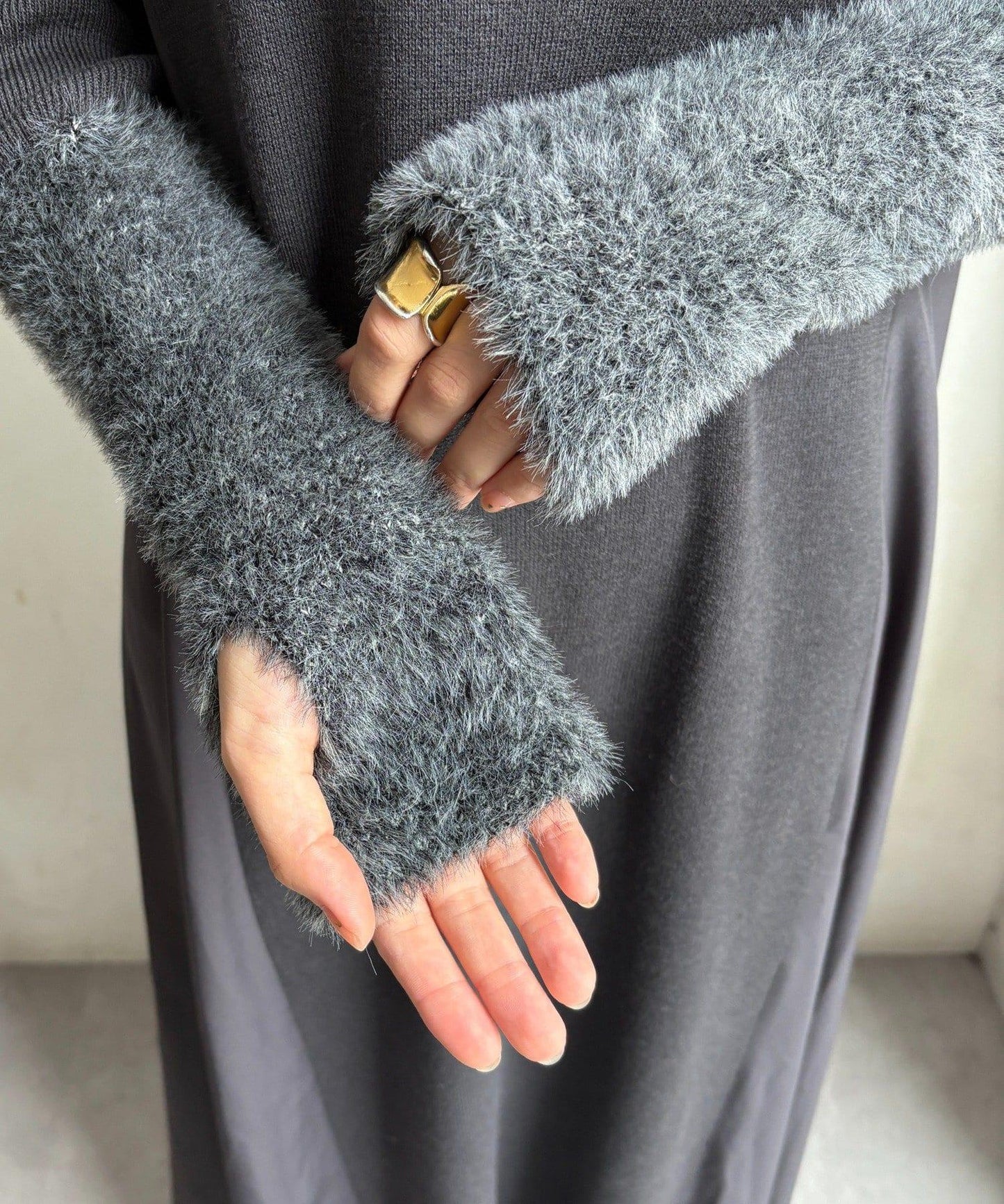 拼接雪紡長袖連衣裙